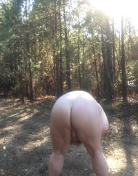 Bent over on the trail still waiting for someone to find me naked in the wo...