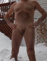 After shoveling snow for a few hours got naked to cool off
