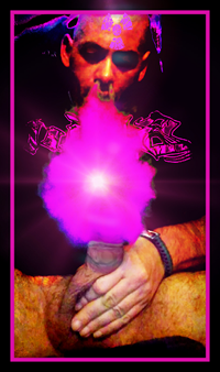 Blowing purple smoke