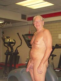 Paul Chenevey ready for his nude    daily workout with 3 weights in the gym...