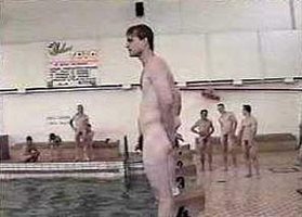 Paul Chenevey (foreground) in a swimming meet nude in High School