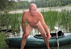love being out kayaking nude ....  shot my wad too......