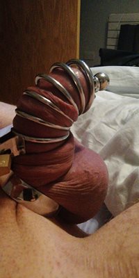 Was told I had to cage my useless cock and show you all. See my shame.
