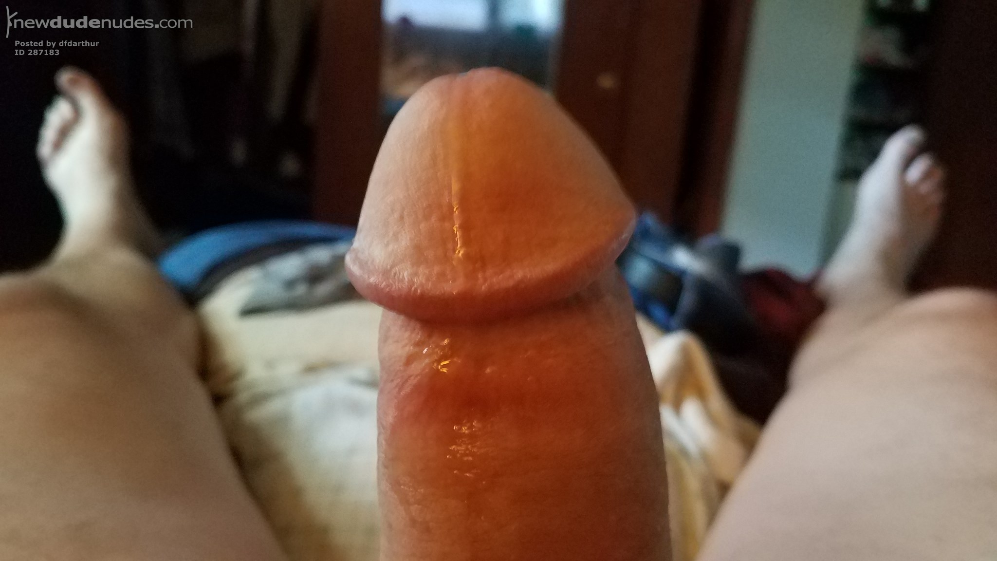 Precum is flowing...feels good...anyone like a taste?