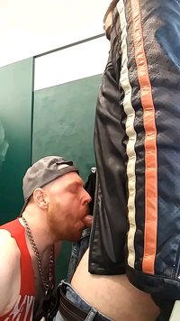 Being a good boy, getting my face fucked in a public restroom with a total ...