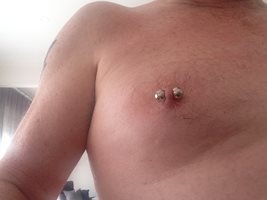 Pic of me wearing magnetic Orbs on my nipple