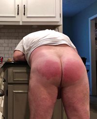 After the spanking. Nice red ass!