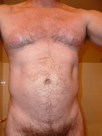 Flashback photo: Chest and torso showing the top of my thick bush