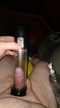 I have to use a pump to and a cock ring to make the little clit look and ac...
