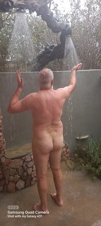 Space for you in the outdoor bush shower ,temp just right