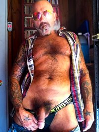 me in a jock with hairy penis hanging out