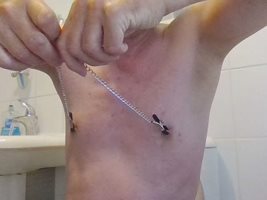 Nipple clamps and shaved armpits