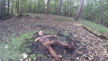 Fun in the mud in the woods