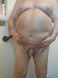 In the shower.