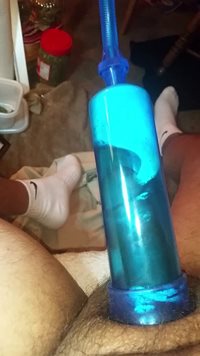 Stroking on my dick while using my dick pump!!