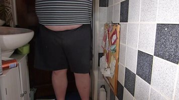 Pissing in panties into toilet