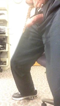 Stroking my throbbing cock at work wonder if anyone would like to help me??...