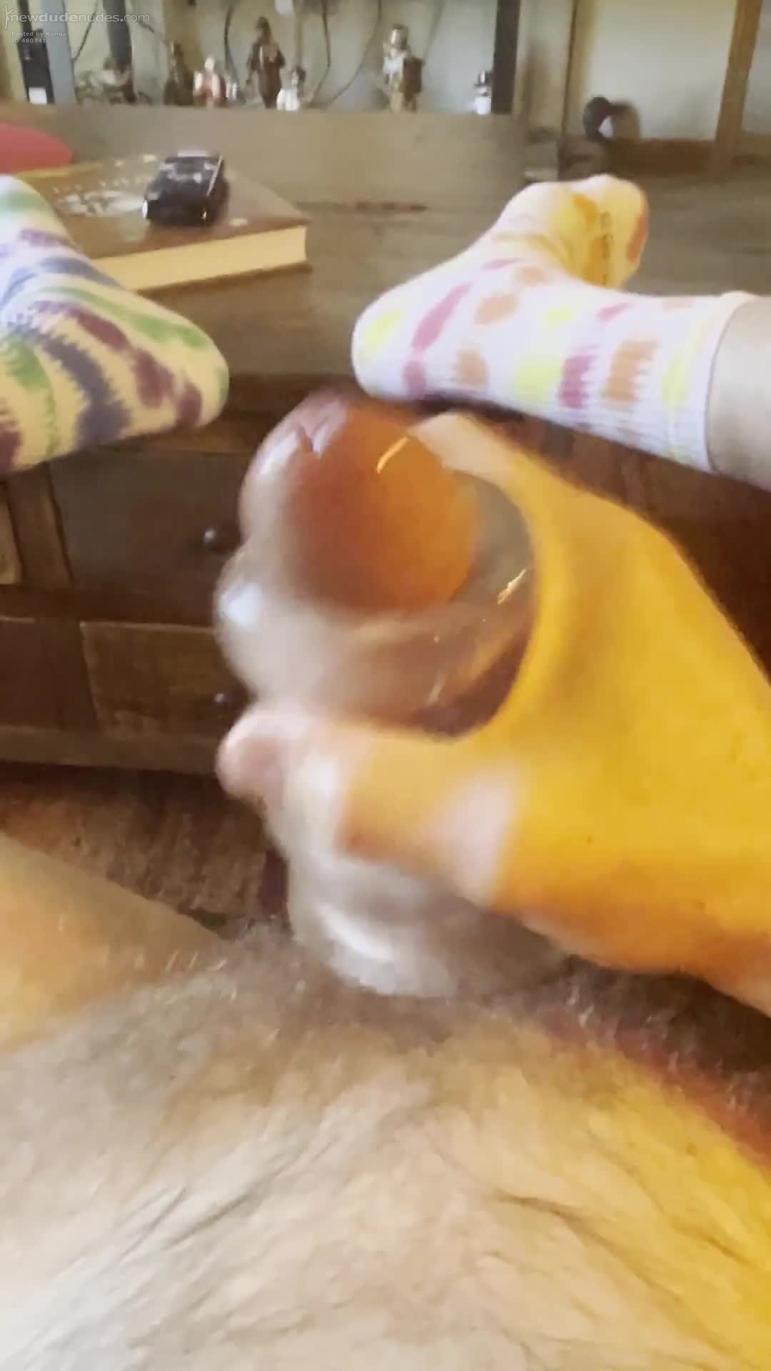 Milking my cock using a penis sleeve