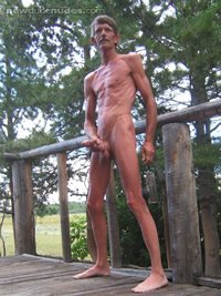 Outdoors naked with a penis pump...