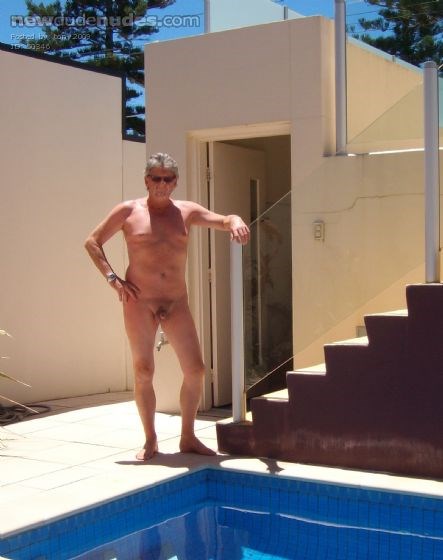 By the Pool and waiting for someone to cum play watersports