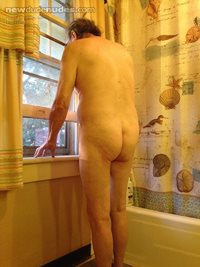 Saying good morning to my neighbor!  He likes to see my dick in the morning...