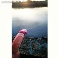 Morning outdoor big red dick